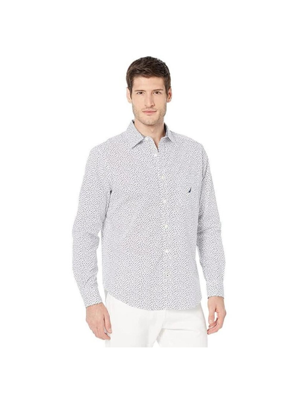 Nautica Men's Button down long sleeve shirt Color white size small $69.50